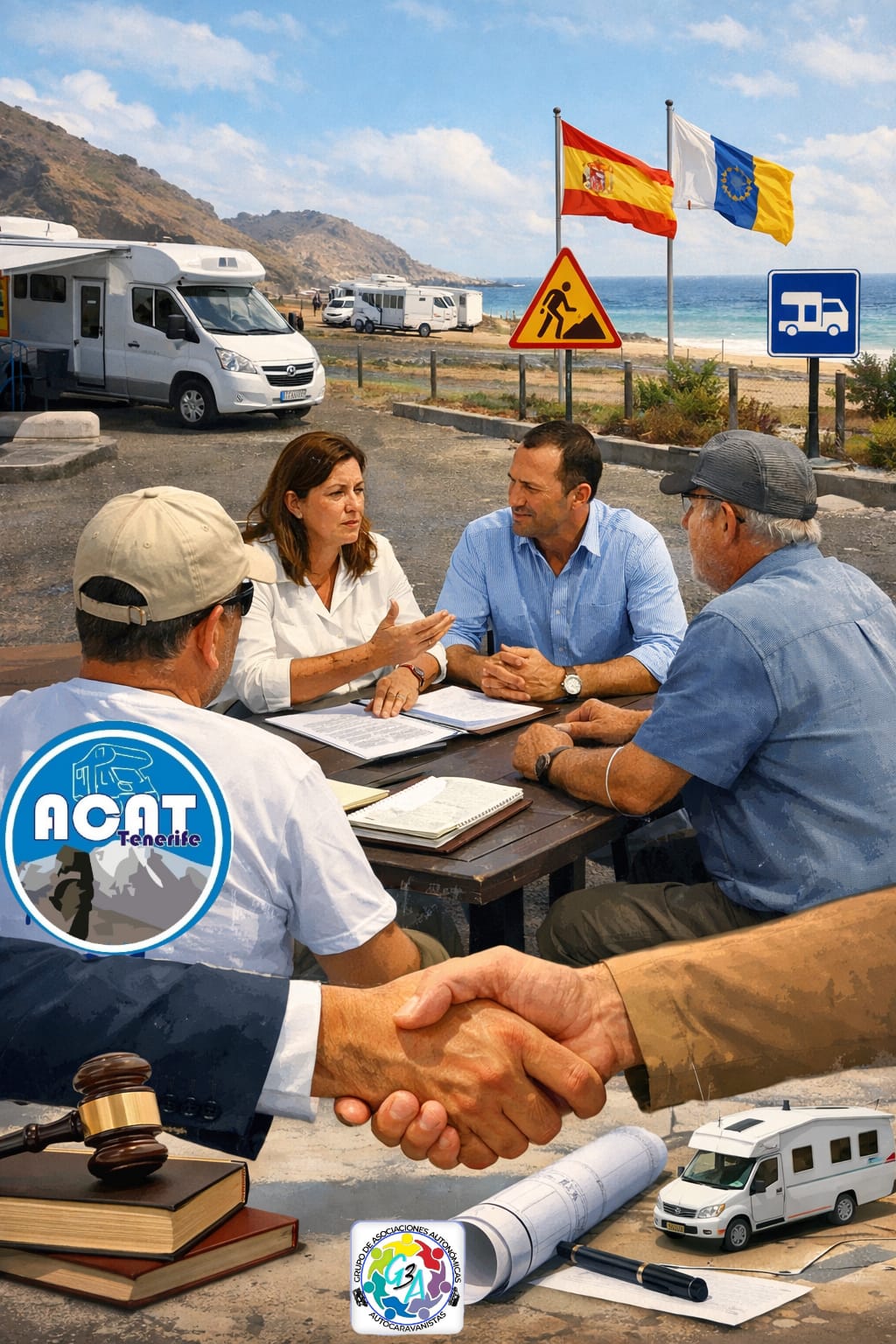 El consistorio de Ingenio, junto con ACAT Tenerife, colocan la primera piedra de un área superior en la zona de El Burrero.