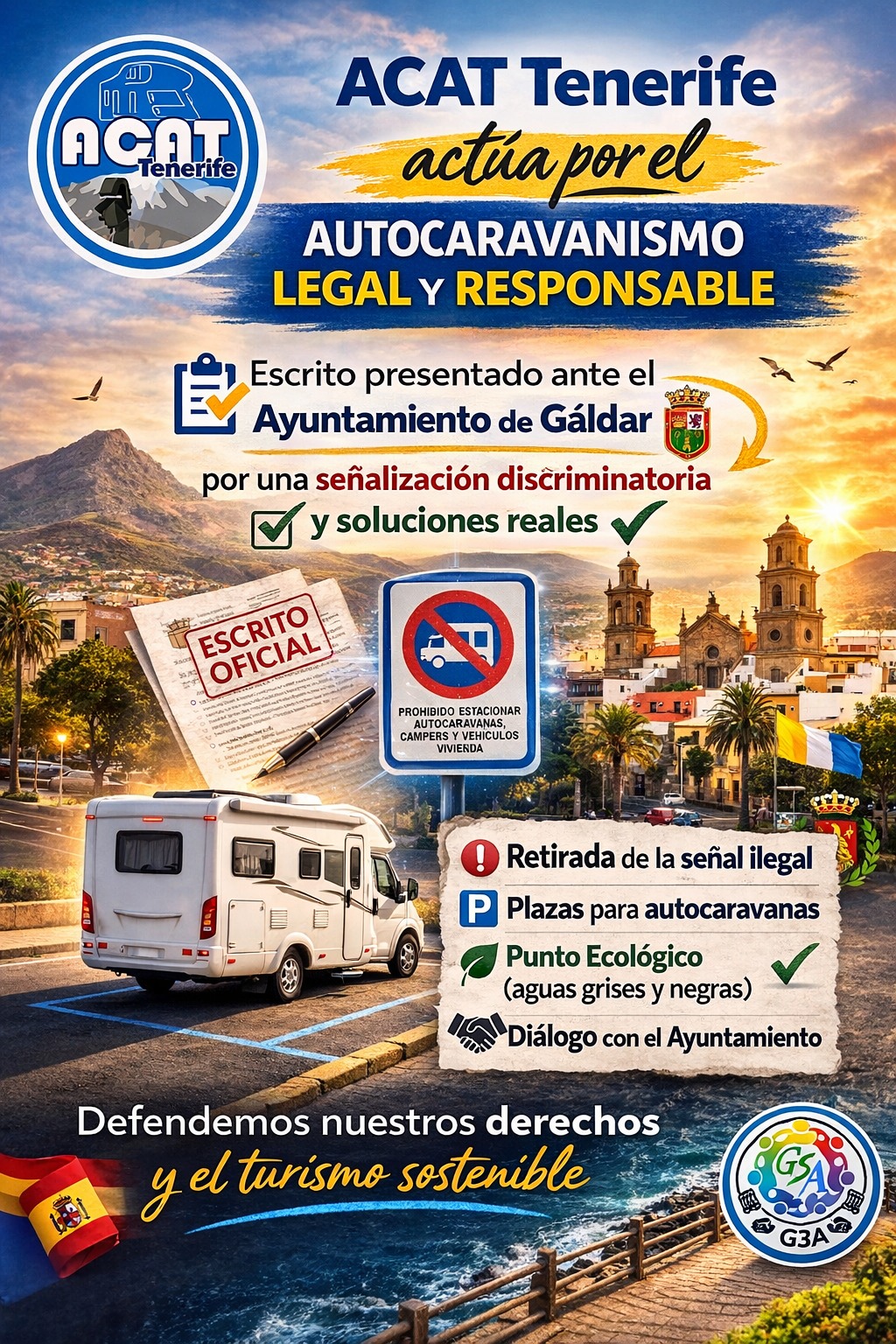 En el día de hoy hemos presentado un escrito oficial ante el Ayuntamiento de Gáldar (Gran Canaria), en relación con la reciente señalización instalada en un estacionamiento municipal.