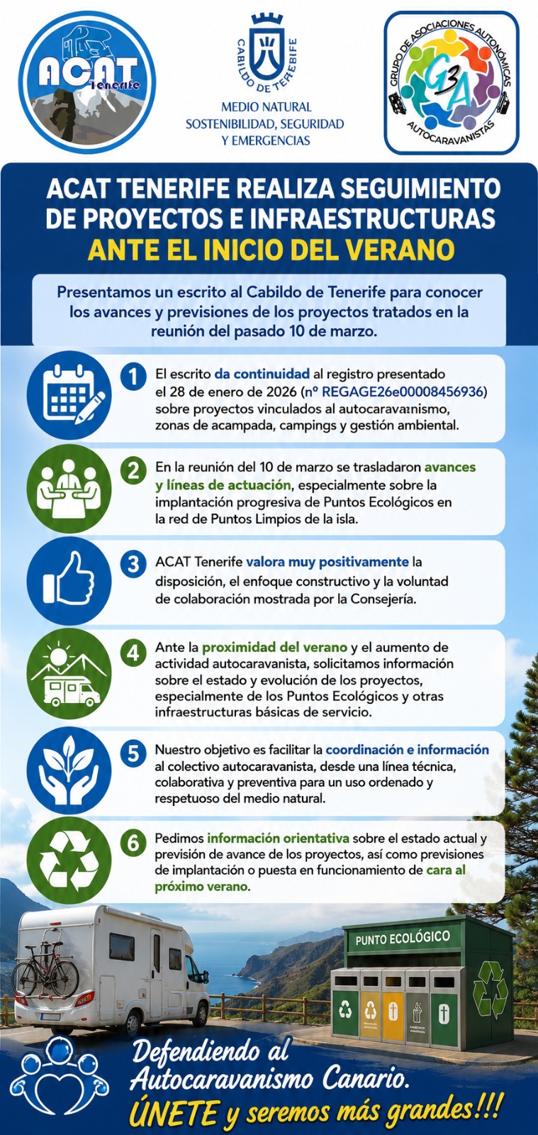 Hemos presentado un escrito de seguimiento y coordinación ante el Cabildo de Tenerife