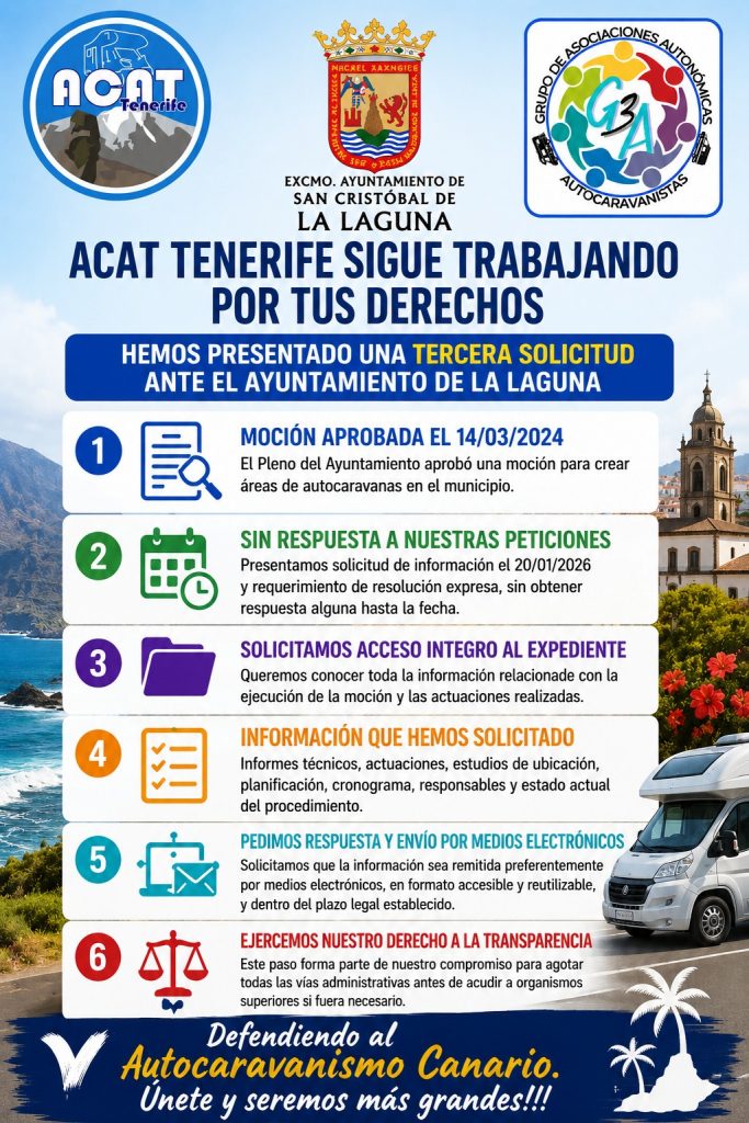 Por 3er vez, tratamos de que el Ayto. de San Cristóbal de La Laguna ponga en marcha lo votado en el Pleno del pasado 14/03/2024