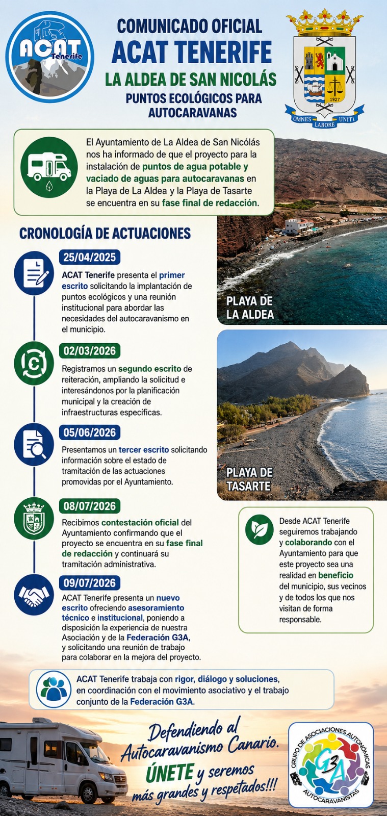 ACAT Tenerife continúa trabajando por un autocaravanismo responsable y sostenible en Canarias.