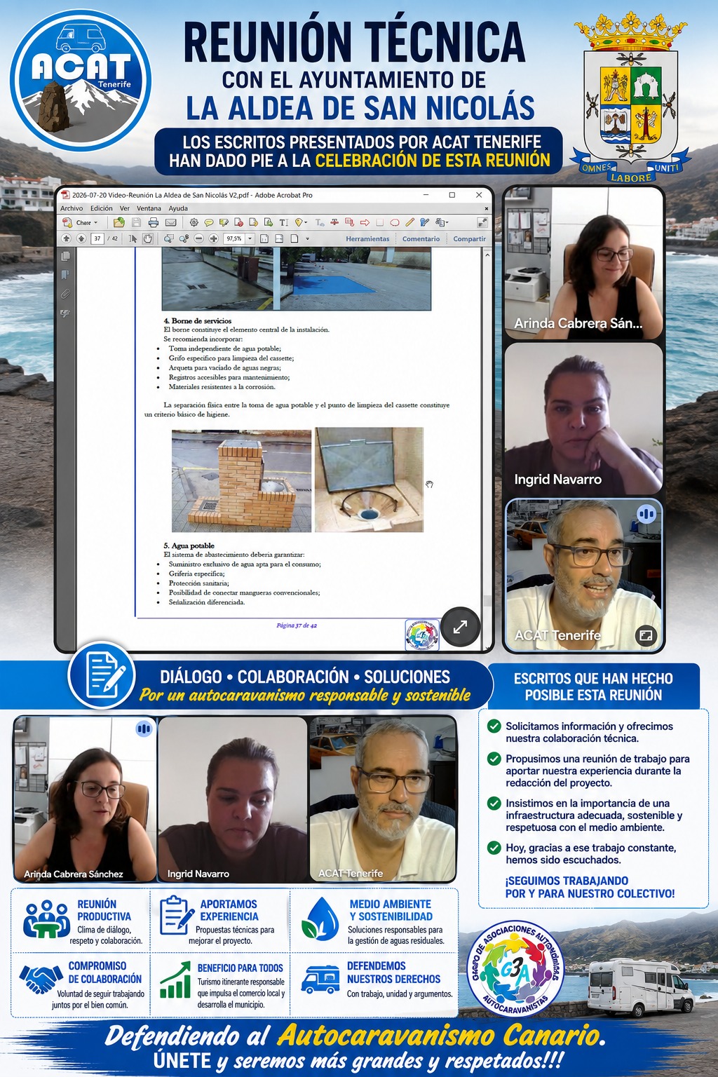 ACAT Tenerife continúa trabajando por un autocaravanismo responsable, sostenible y respetuoso con el medio ambiente