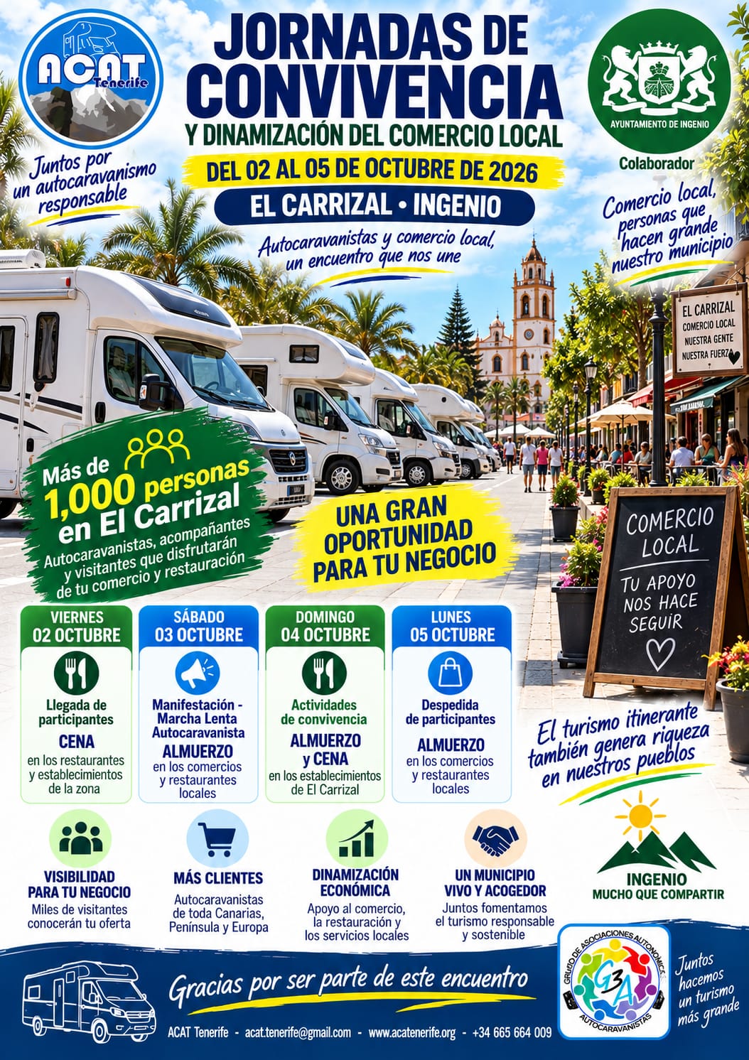 EL CARRIZAL SE PREPARA PARA UN GRAN FIN DE SEMANA DE AUTOCARAVANISMO Y COMERCIO LOCAL