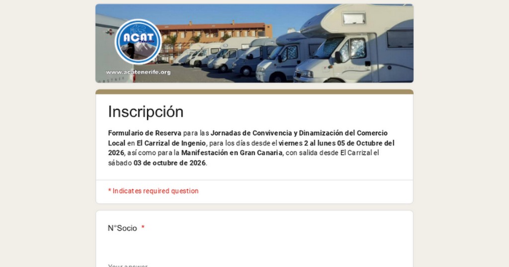 FORMULARIO DE INSCRIPCIÓN – JORNADAS DE CONVIVENCIA Y MANIFESTACIÓN