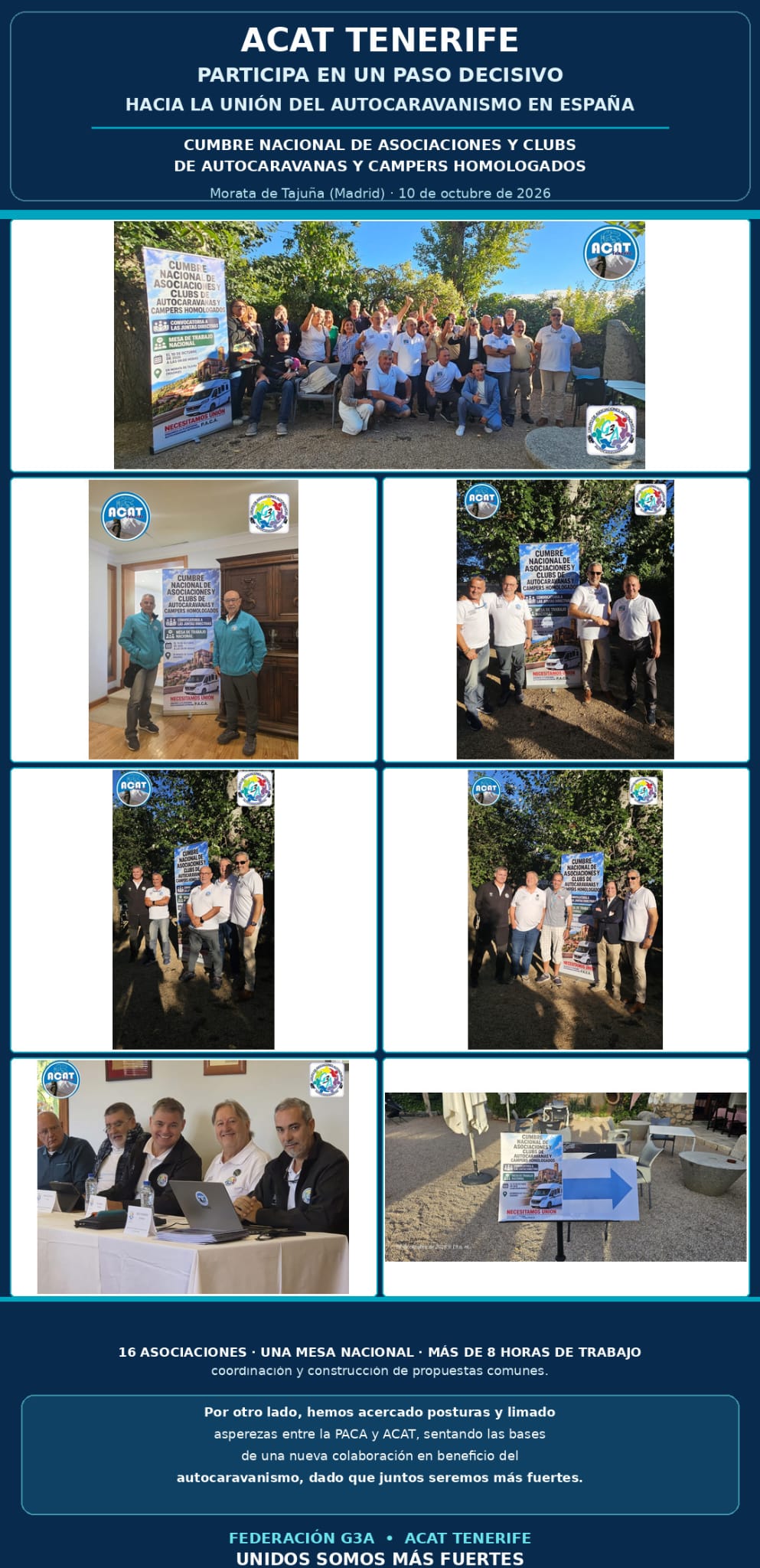 ACAT TENERIFE PARTICIPA EN UN PASO DECISIVO HACIA LA UNIÓN DEL AUTOCARAVANISMO EN ESPAÑA