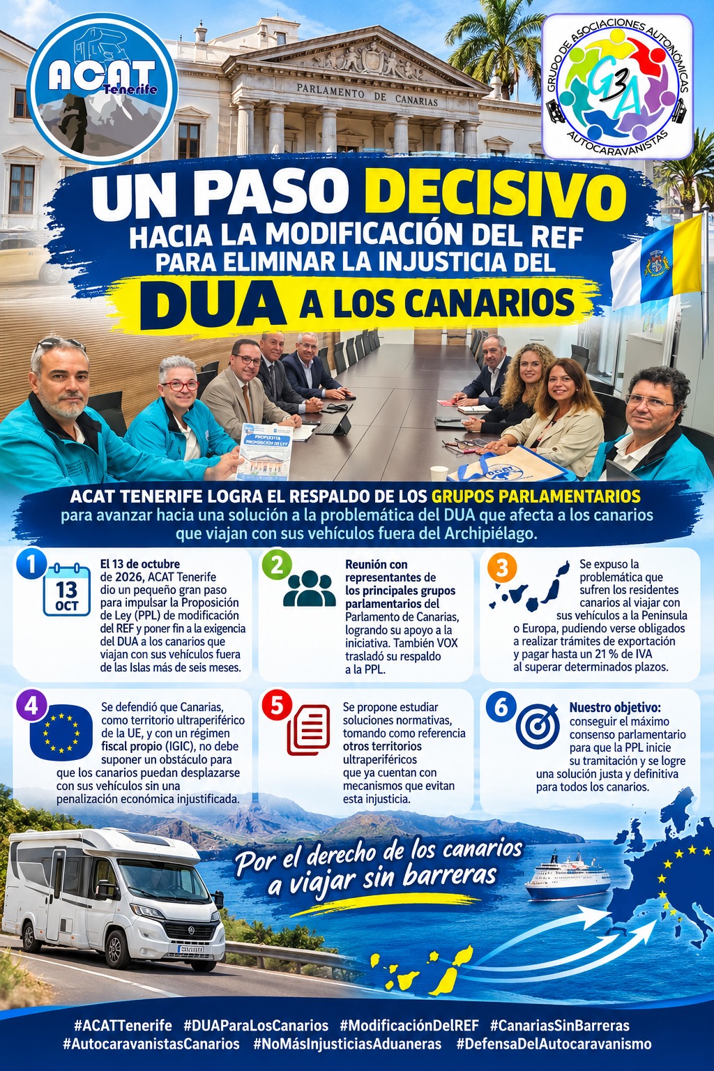 Un paso decisivo hacia la modificación del REF para eliminar la injusticia del DUA a los Canarios